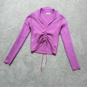 Vibrant Purple Ruched Cardigan